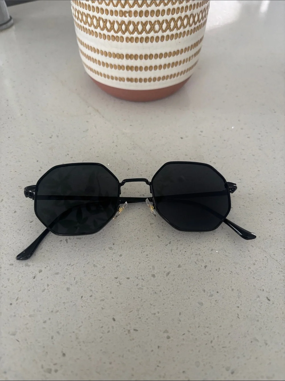 Black Octagonal Unisex Sunglasses